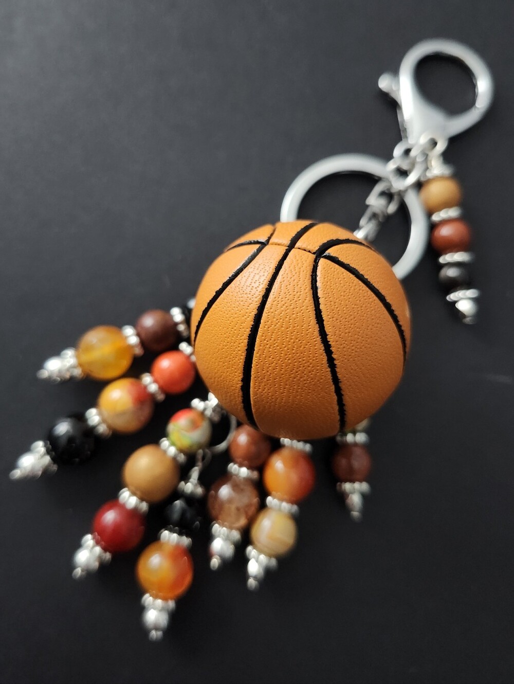 Basketball Purse Charm or Keychain Agate Quartz Handcrafted